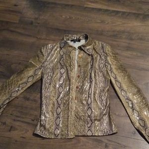 Womens friponne Paris snakeskin long sleeve top